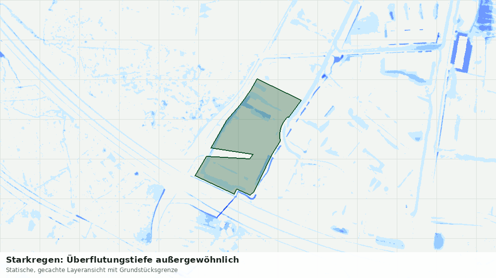 Statische Kartenansicht: Starkregen: Überflutungstiefe außergewöhnlich