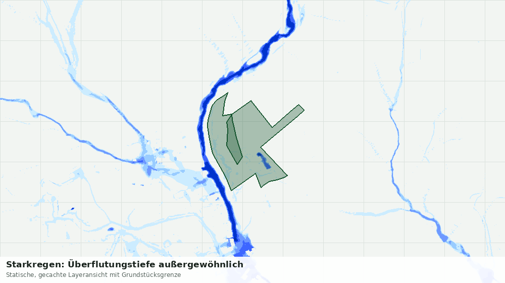 Statische Kartenansicht: Starkregen: Überflutungstiefe außergewöhnlich