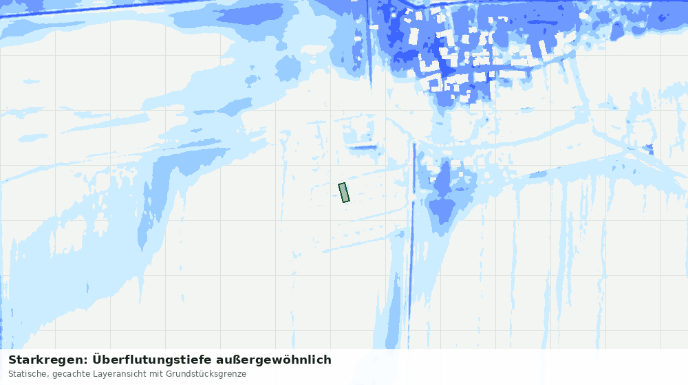 Statische Kartenansicht: Starkregen: Überflutungstiefe außergewöhnlich