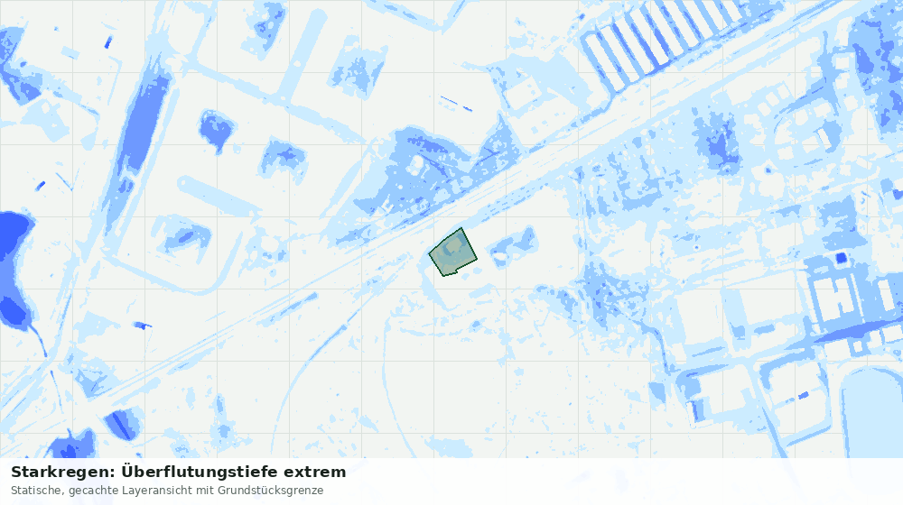 Statische Kartenansicht: Starkregen: Überflutungstiefe extrem