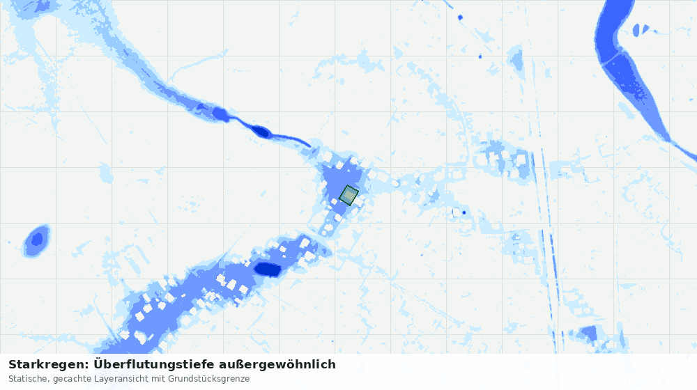 Statische Kartenansicht: Starkregen: Überflutungstiefe außergewöhnlich
