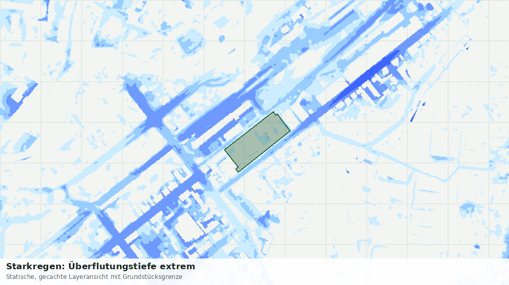 Statische Kartenansicht: Starkregen: Überflutungstiefe extrem