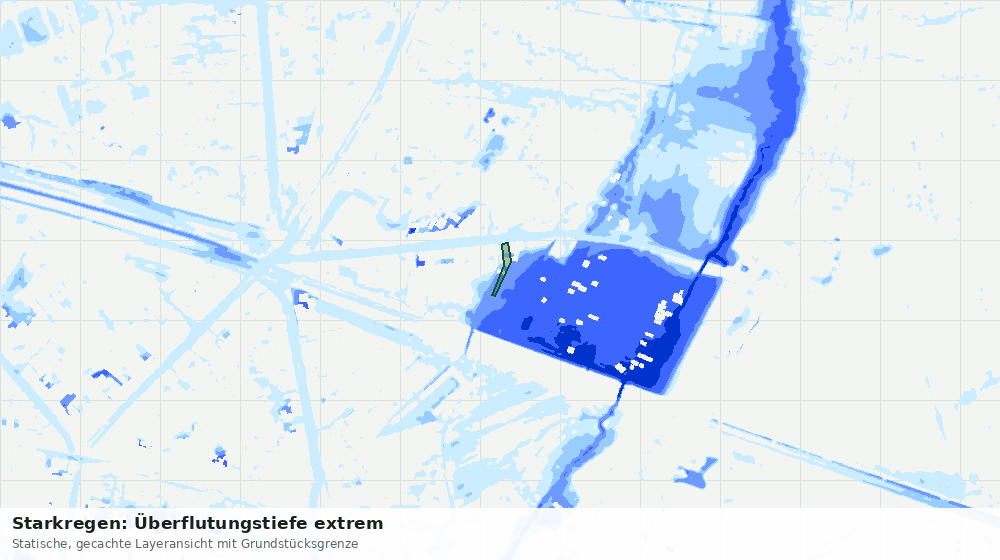 Statische Kartenansicht: Starkregen: Überflutungstiefe extrem