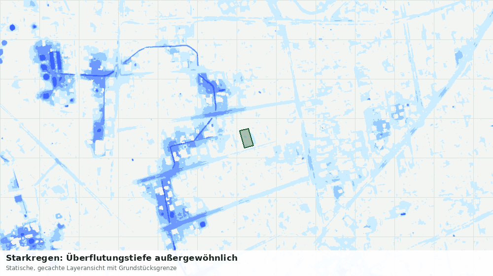 Statische Kartenansicht: Starkregen: Überflutungstiefe außergewöhnlich