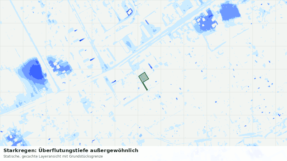 Statische Kartenansicht: Starkregen: Überflutungstiefe außergewöhnlich