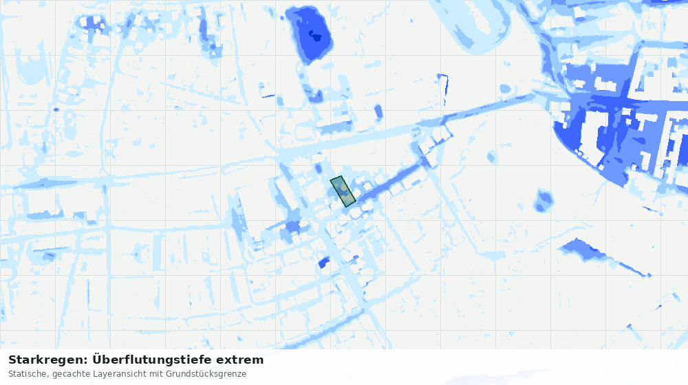 Statische Kartenansicht: Starkregen: Überflutungstiefe extrem