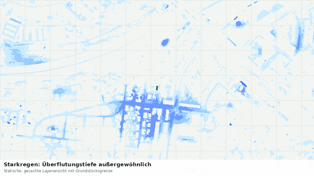 Statische Kartenansicht: Starkregen: Überflutungstiefe außergewöhnlich