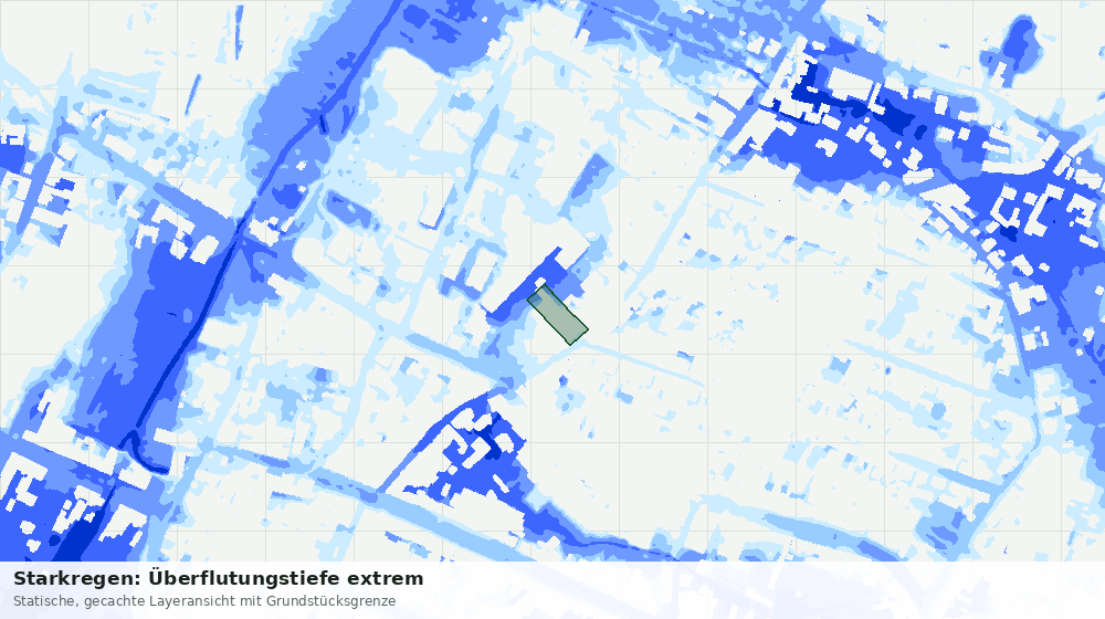 Statische Kartenansicht: Starkregen: Überflutungstiefe extrem