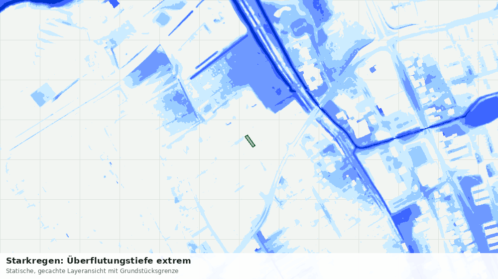 Statische Kartenansicht: Starkregen: Überflutungstiefe extrem