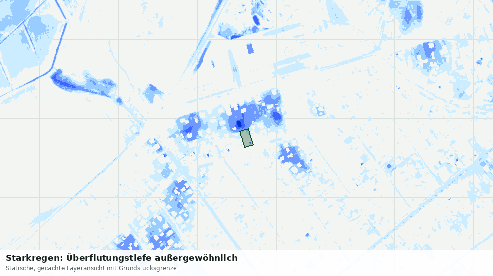 Statische Kartenansicht: Starkregen: Überflutungstiefe außergewöhnlich