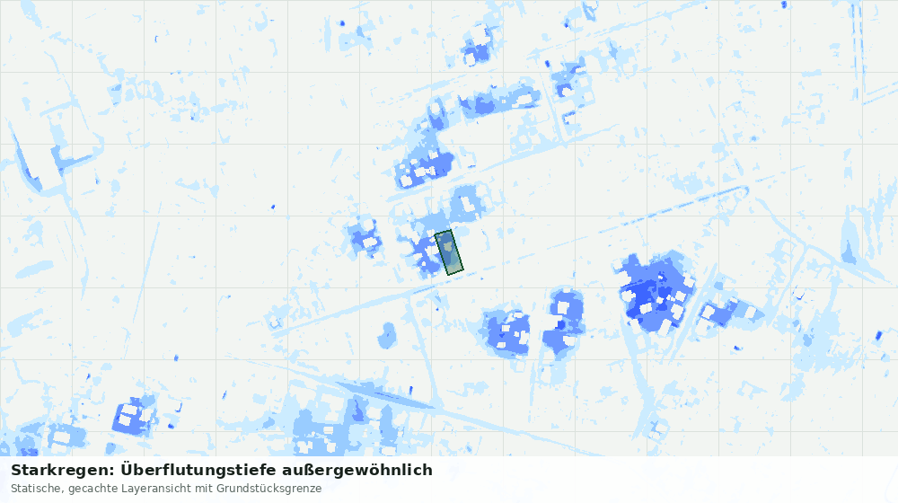 Statische Kartenansicht: Starkregen: Überflutungstiefe außergewöhnlich