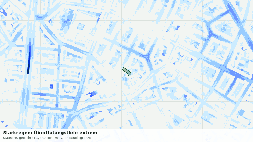 Statische Kartenansicht: Starkregen: Überflutungstiefe extrem