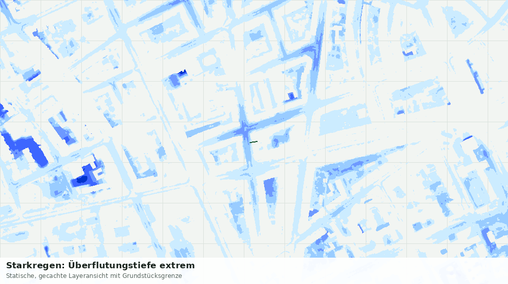 Statische Kartenansicht: Starkregen: Überflutungstiefe extrem