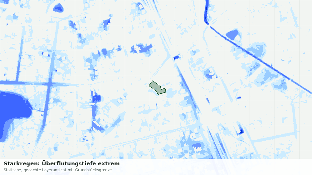 Statische Kartenansicht: Starkregen: Überflutungstiefe extrem