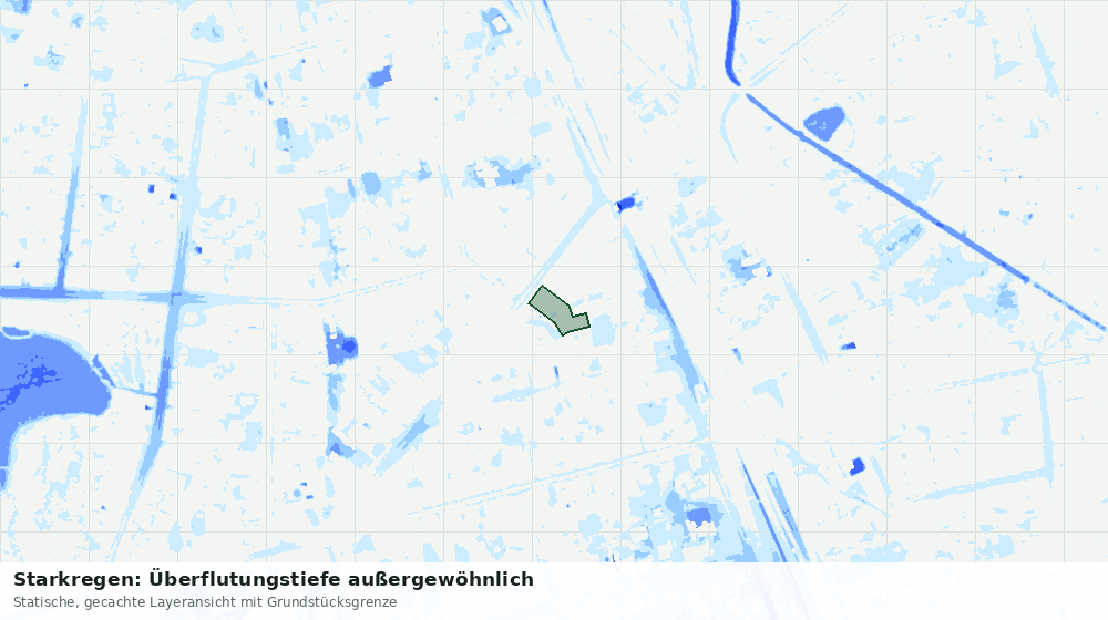 Statische Kartenansicht: Starkregen: Überflutungstiefe außergewöhnlich