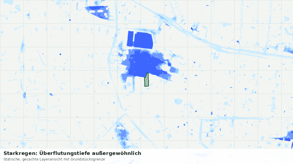Statische Kartenansicht: Starkregen: Überflutungstiefe außergewöhnlich