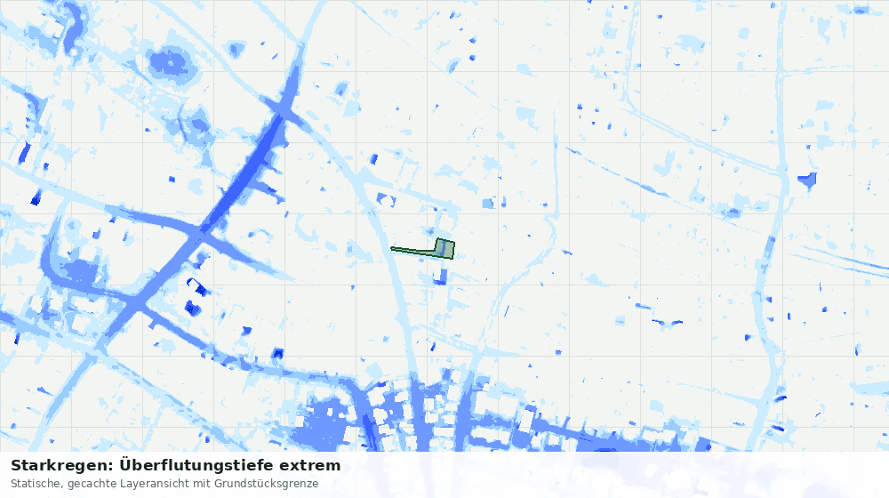 Statische Kartenansicht: Starkregen: Überflutungstiefe extrem
