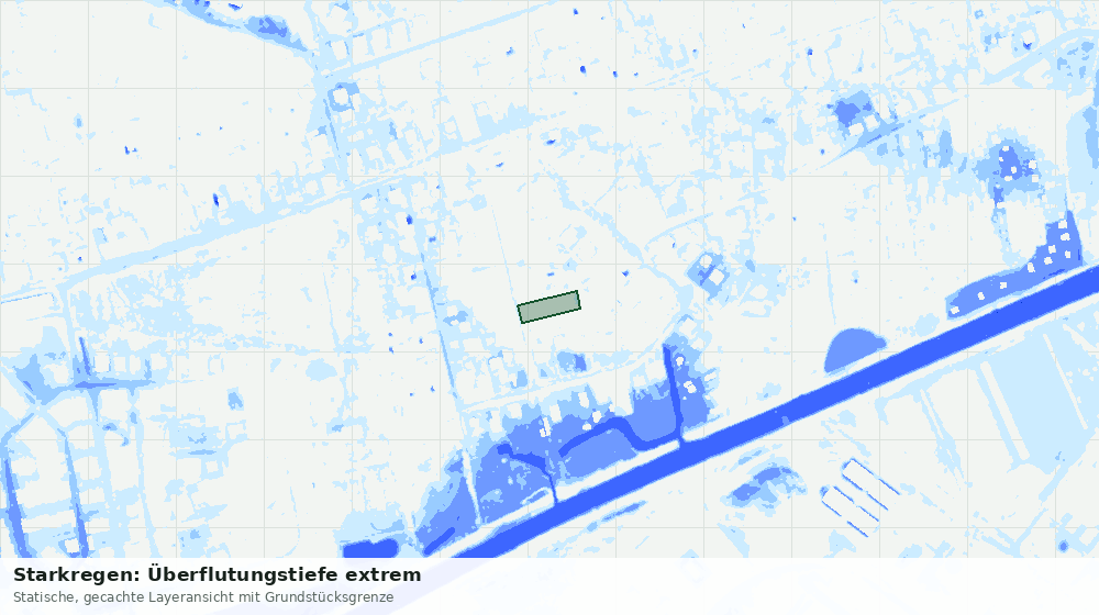 Statische Kartenansicht: Starkregen: Überflutungstiefe extrem