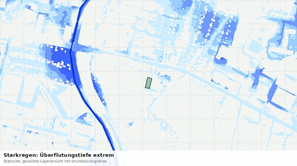 Statische Kartenansicht: Starkregen: Überflutungstiefe extrem
