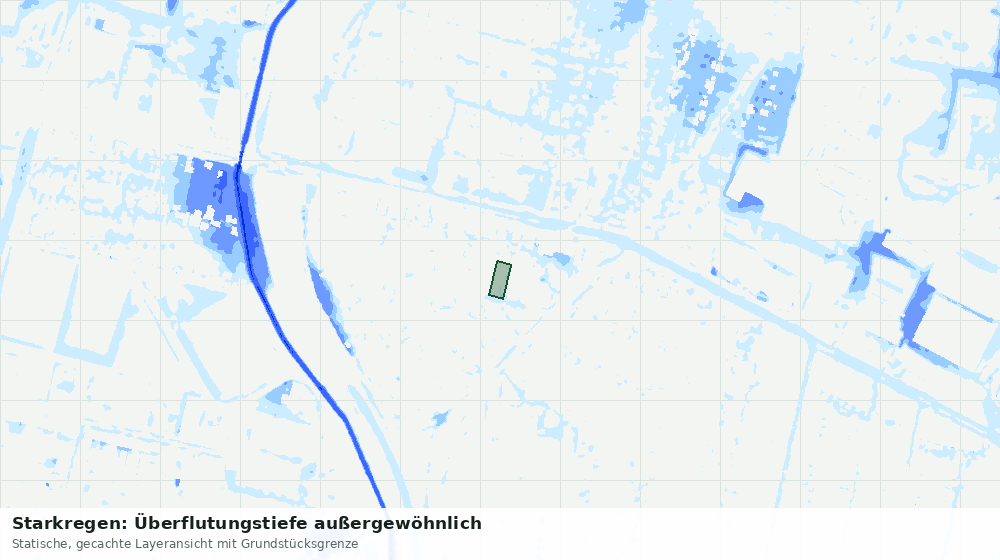Statische Kartenansicht: Starkregen: Überflutungstiefe außergewöhnlich