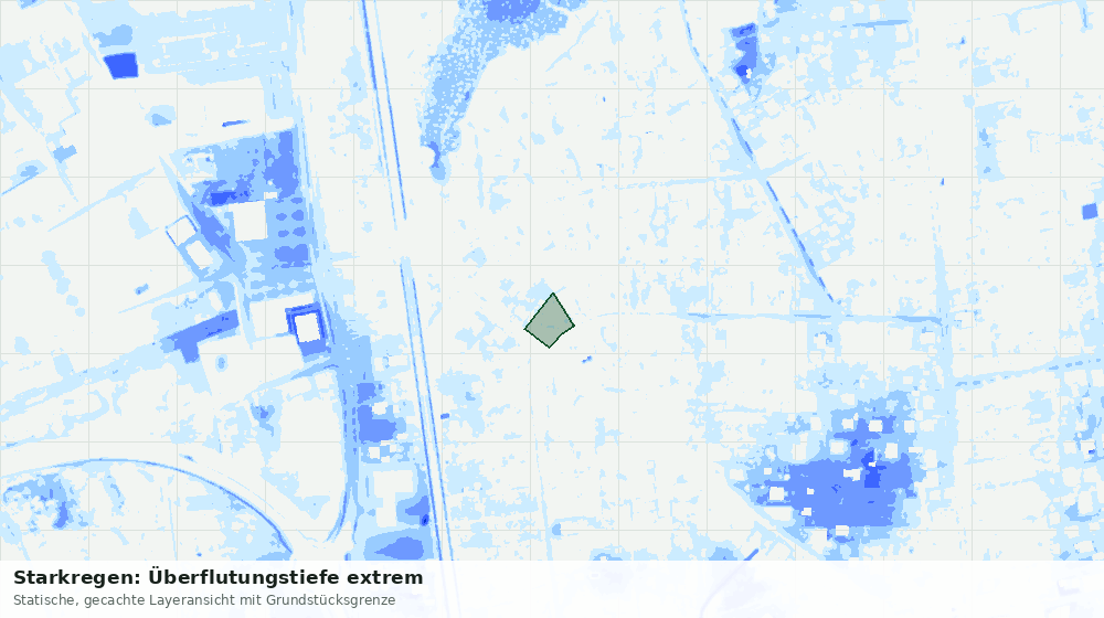 Statische Kartenansicht: Starkregen: Überflutungstiefe extrem
