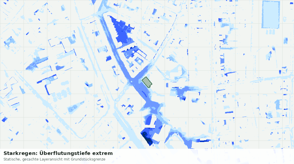 Statische Kartenansicht: Starkregen: Überflutungstiefe extrem