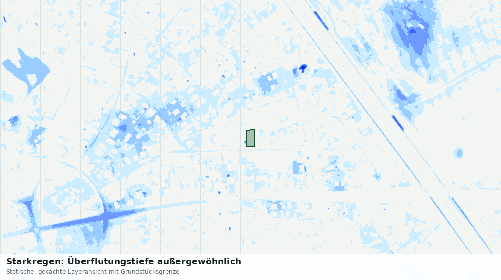 Statische Kartenansicht: Starkregen: Überflutungstiefe außergewöhnlich
