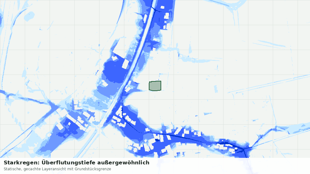 Statische Kartenansicht: Starkregen: Überflutungstiefe außergewöhnlich