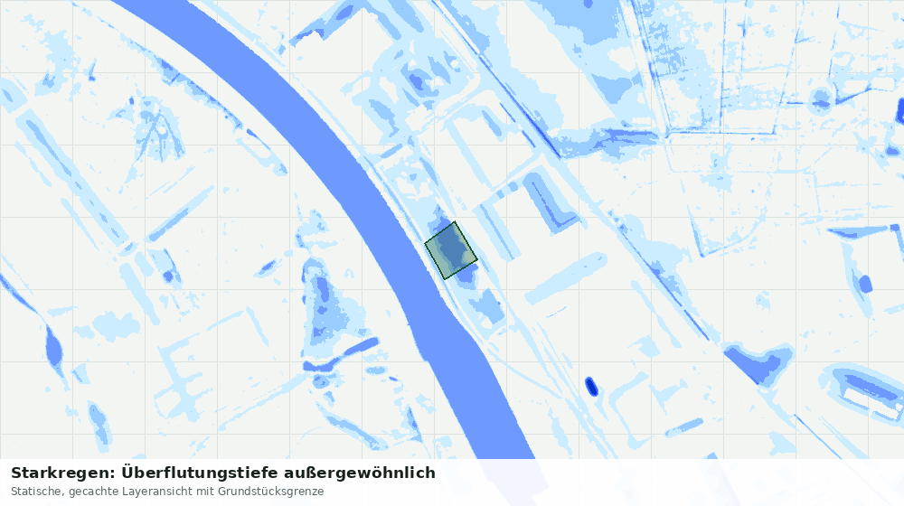 Statische Kartenansicht: Starkregen: Überflutungstiefe außergewöhnlich