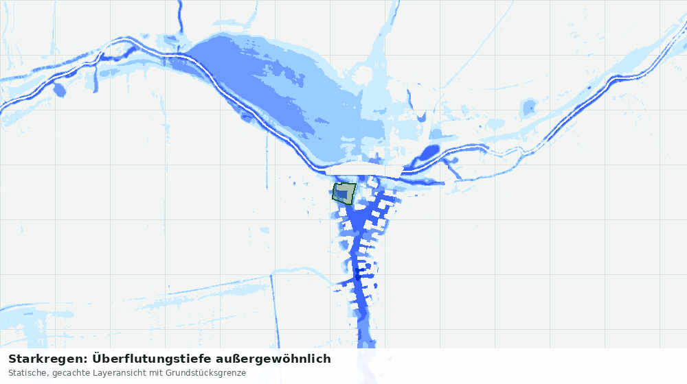 Statische Kartenansicht: Starkregen: Überflutungstiefe außergewöhnlich