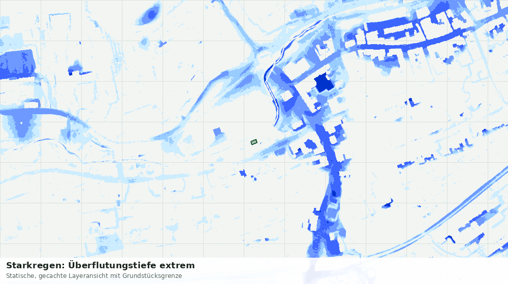 Statische Kartenansicht: Starkregen: Überflutungstiefe extrem