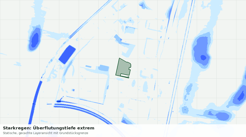 Statische Kartenansicht: Starkregen: Überflutungstiefe extrem