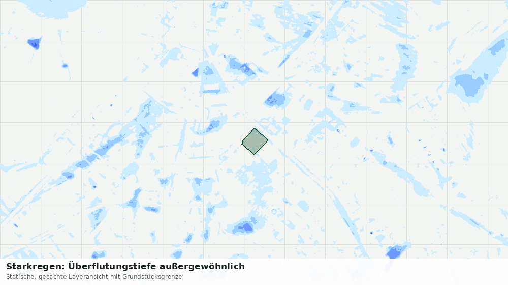 Statische Kartenansicht: Starkregen: Überflutungstiefe außergewöhnlich
