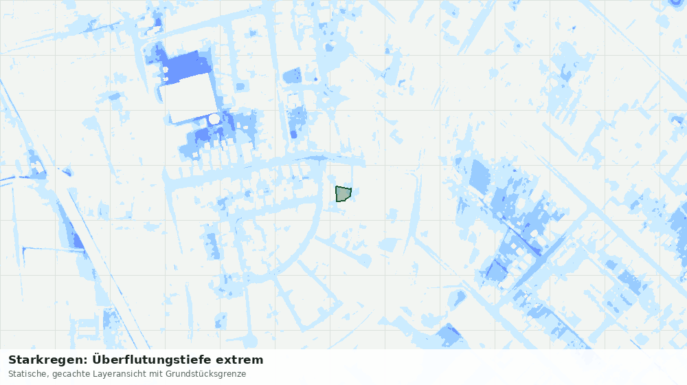 Statische Kartenansicht: Starkregen: Überflutungstiefe extrem