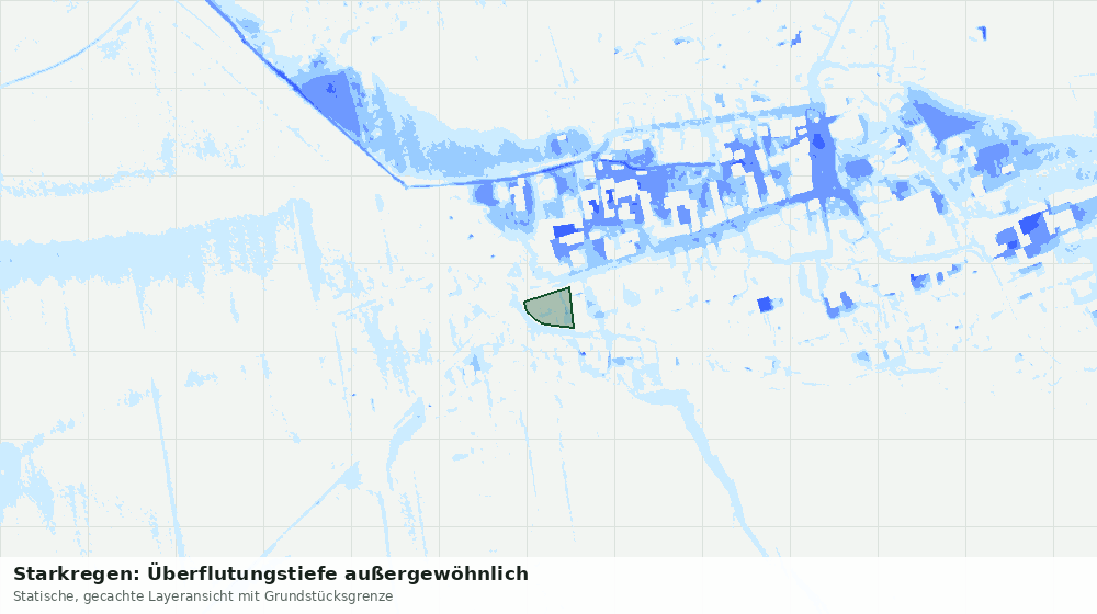 Statische Kartenansicht: Starkregen: Überflutungstiefe außergewöhnlich