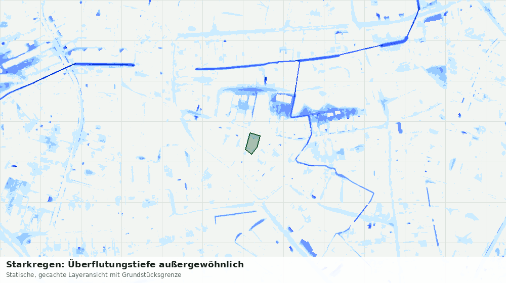 Statische Kartenansicht: Starkregen: Überflutungstiefe außergewöhnlich