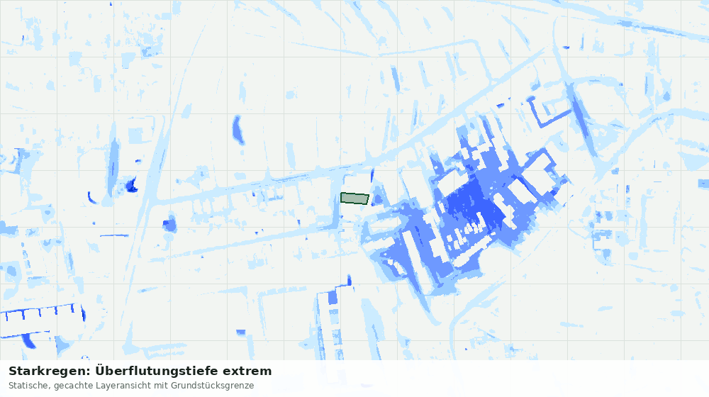Statische Kartenansicht: Starkregen: Überflutungstiefe extrem