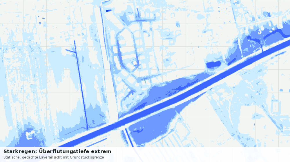 Statische Kartenansicht: Starkregen: Überflutungstiefe extrem