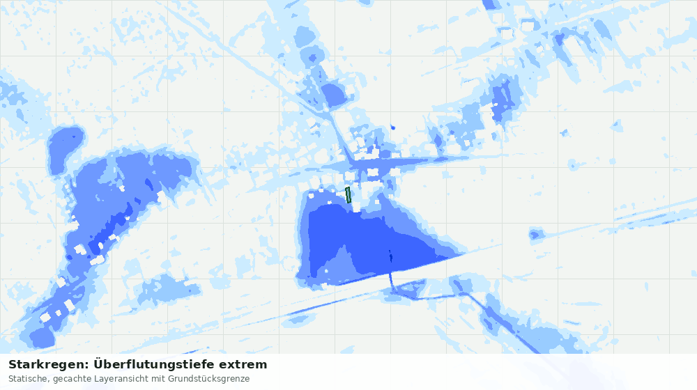 Statische Kartenansicht: Starkregen: Überflutungstiefe extrem
