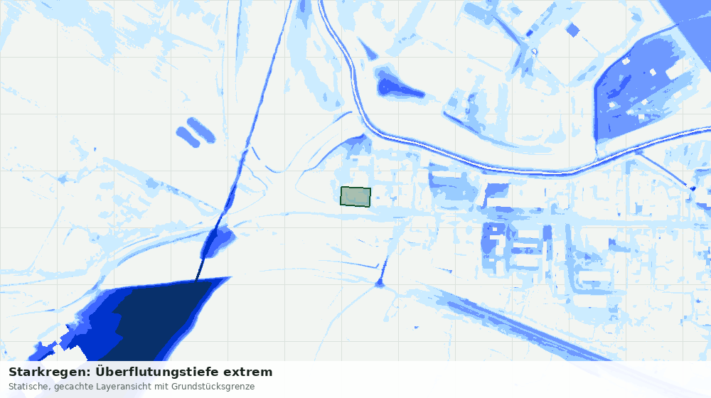 Statische Kartenansicht: Starkregen: Überflutungstiefe extrem