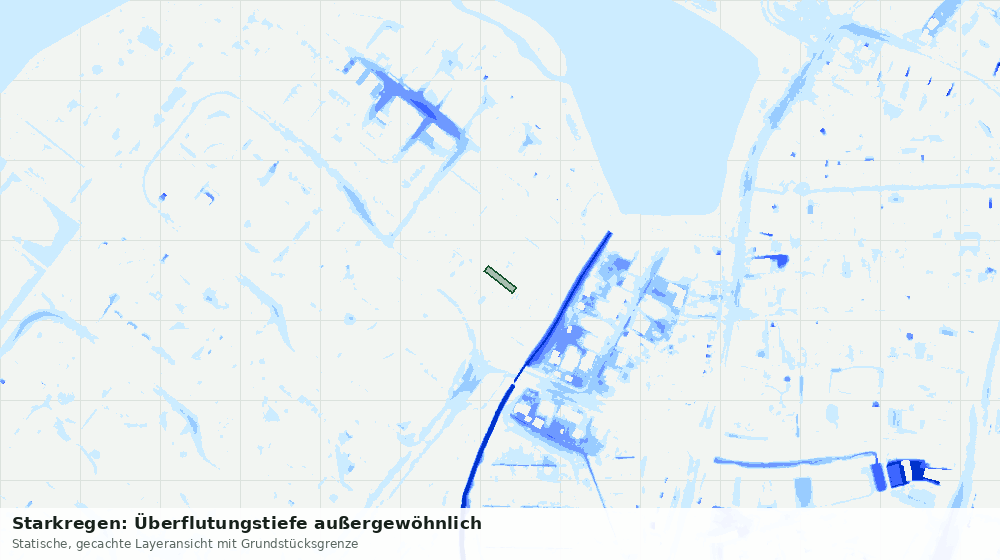 Statische Kartenansicht: Starkregen: Überflutungstiefe außergewöhnlich