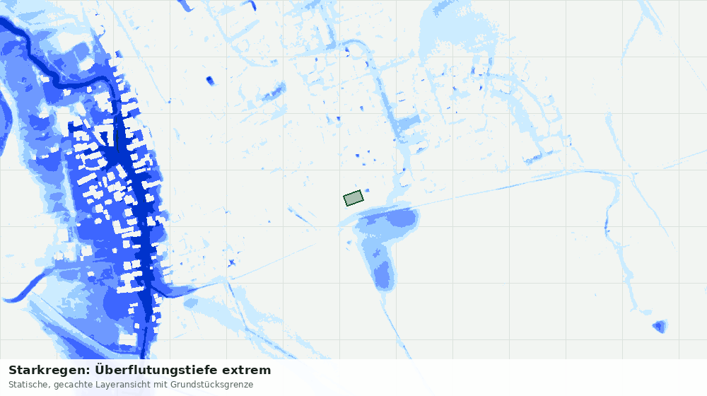 Statische Kartenansicht: Starkregen: Überflutungstiefe extrem