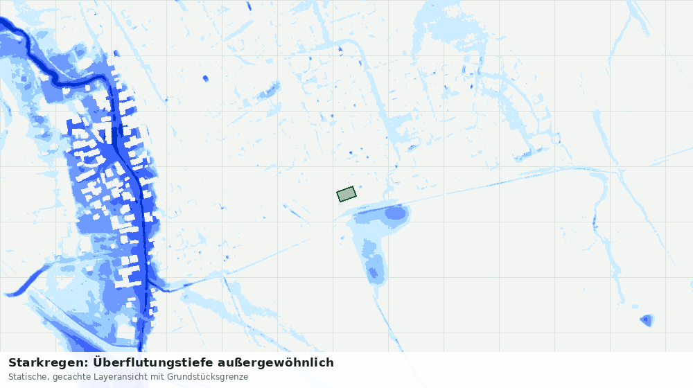 Statische Kartenansicht: Starkregen: Überflutungstiefe außergewöhnlich