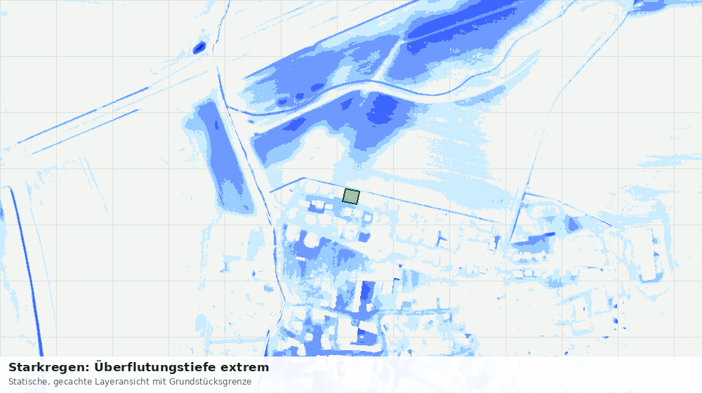 Statische Kartenansicht: Starkregen: Überflutungstiefe extrem