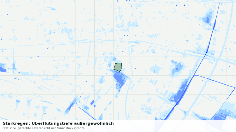 Statische Kartenansicht: Starkregen: Überflutungstiefe außergewöhnlich