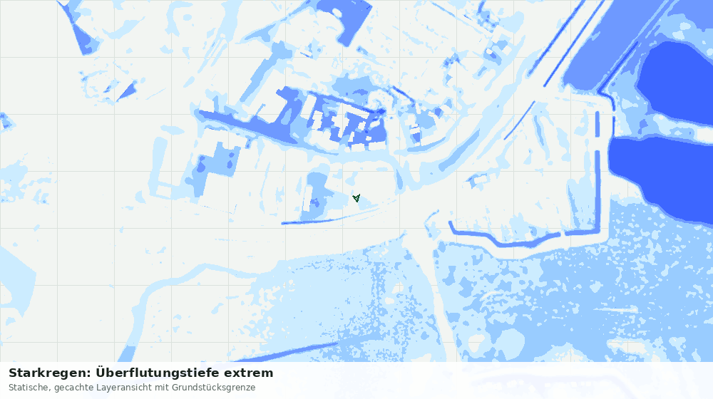Statische Kartenansicht: Starkregen: Überflutungstiefe extrem