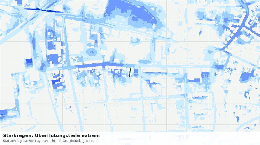 Statische Kartenansicht: Starkregen: Überflutungstiefe extrem