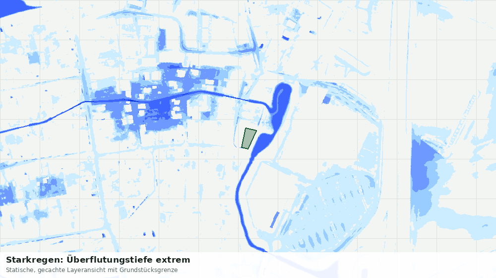 Statische Kartenansicht: Starkregen: Überflutungstiefe extrem