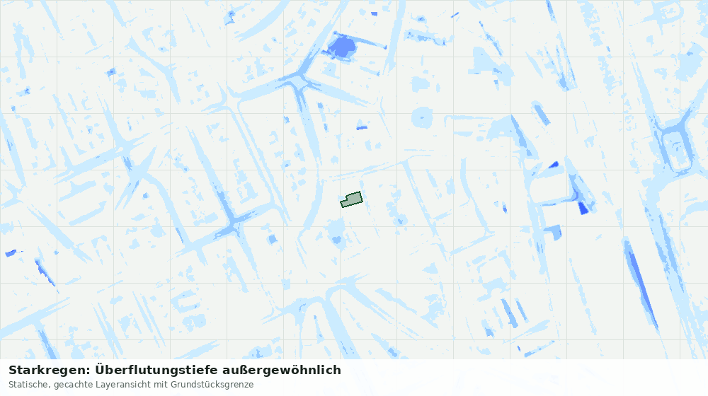Statische Kartenansicht: Starkregen: Überflutungstiefe außergewöhnlich