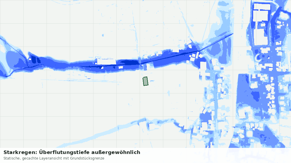Statische Kartenansicht: Starkregen: Überflutungstiefe außergewöhnlich